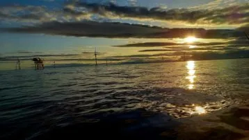 Sunset on the Beatrice windfarm