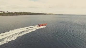 Geo Explorer speeding out of Wick Bay